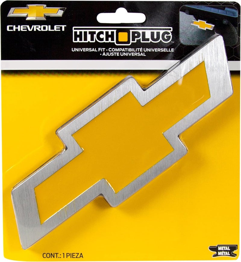 Plasticolor 002207R01 Chevy Bowtie Style Brushed Aluminum Hitch Plug, yellow - Image 2