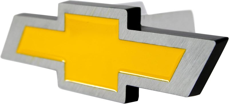 Plasticolor 002207R01 Chevy Bowtie Style Brushed Aluminum Hitch Plug, yellow - Image 1