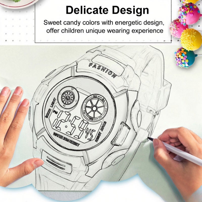 SYNOKE Kids Watch: Pink 30M Waterproof Premium Material - Multifunctional Durable Watch for Kids Daily Wear & Time Learning - Image 3