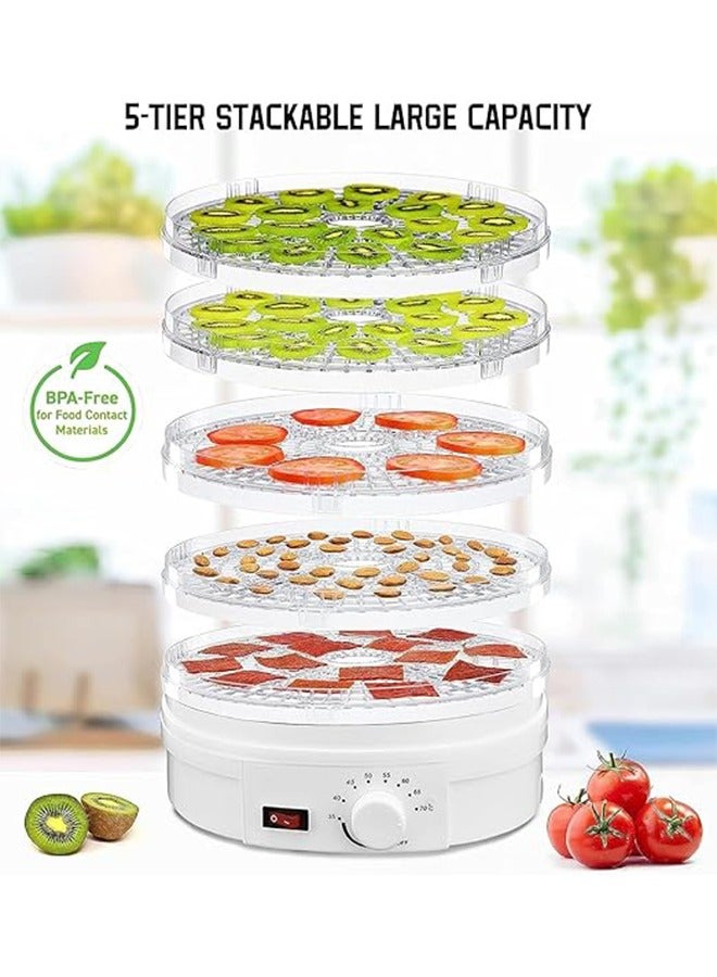 ايتي لايف مجفف الطعام، 5 طبقات للتحكم الرقمي في درجة الحرارة، حافظة طعام كهربائية مع قدرة تجفيف قوية للفواكه والخضروات واللحوم ومكافآت الكلاب (دائرية) - Image 4