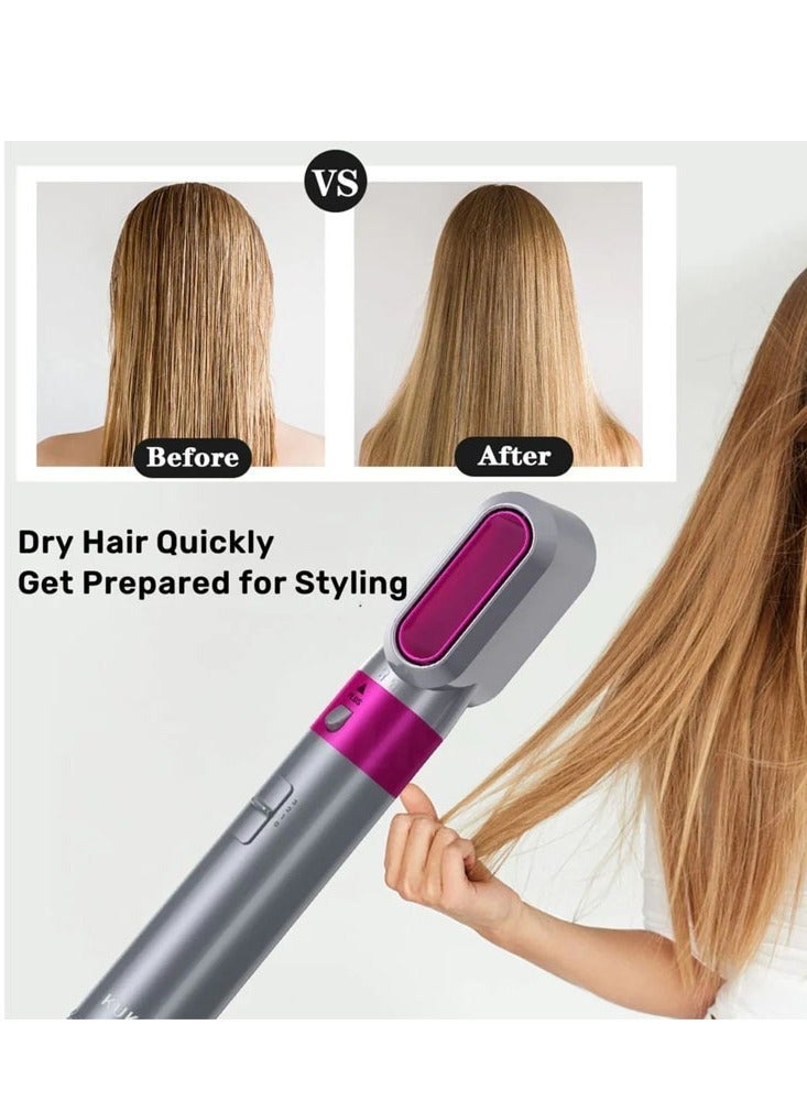 Hedge Hair Dryer Brush Set 5 in 1 Blowout Brush Negative Ion Detachable Hair Dryer Styler Volumizer Hot Air Hair Dryer Brush with 2 Styling Brush Heads for Straightening Curling Drying Combing Scalp Massage - Image 2