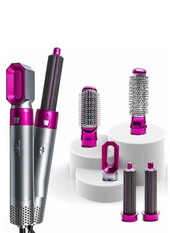 Hedge Hair Dryer Brush Set 5 in 1 Blowout Brush Negative Ion Detachable Hair Dryer Styler Volumizer Hot Air Hair Dryer Brush with 2 Styling Brush Heads for Straightening Curling Drying Combing Scalp Massage - Image 1