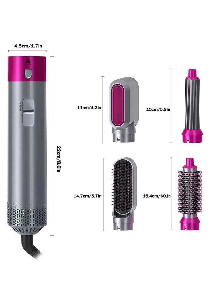 Hedge Hair Dryer Brush Set 5 in 1 Blowout Brush Negative Ion Detachable Hair Dryer Styler Volumizer Hot Air Hair Dryer Brush with 2 Styling Brush Heads for Straightening Curling Drying Combing Scalp Massage - Image 4