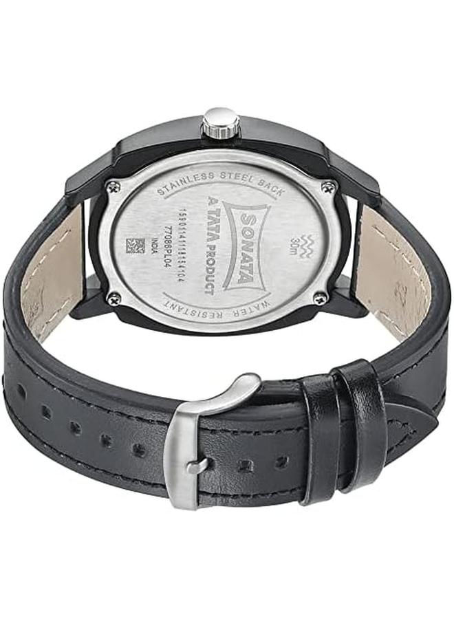 Sonata Volt+ Blue Dial Leather Strap Watch 77086Pl04 - Image 3