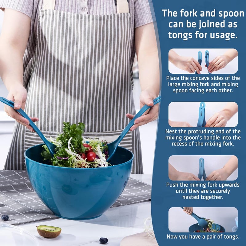 Luxear Mixing Bowls with Lid Set of 6, 0.2-6.5L Stackable Large Plastic Bowl Reusable Salad Bowl with Fork and Spoon BPA-Free for Microwave, Dishwasher, Freezer, Cooking, Storage, Baking - Image 3
