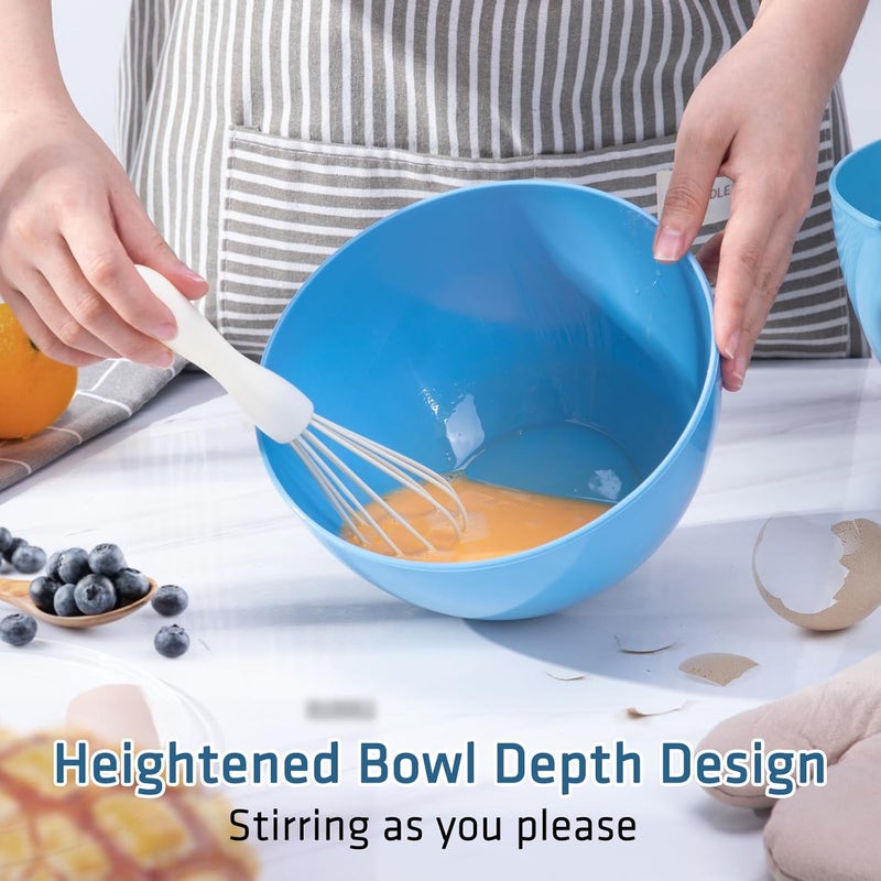 Luxear Mixing Bowls with Lid Set of 6, 0.2-6.5L Stackable Large Plastic Bowl Reusable Salad Bowl with Fork and Spoon BPA-Free for Microwave, Dishwasher, Freezer, Cooking, Storage, Baking - Image 2