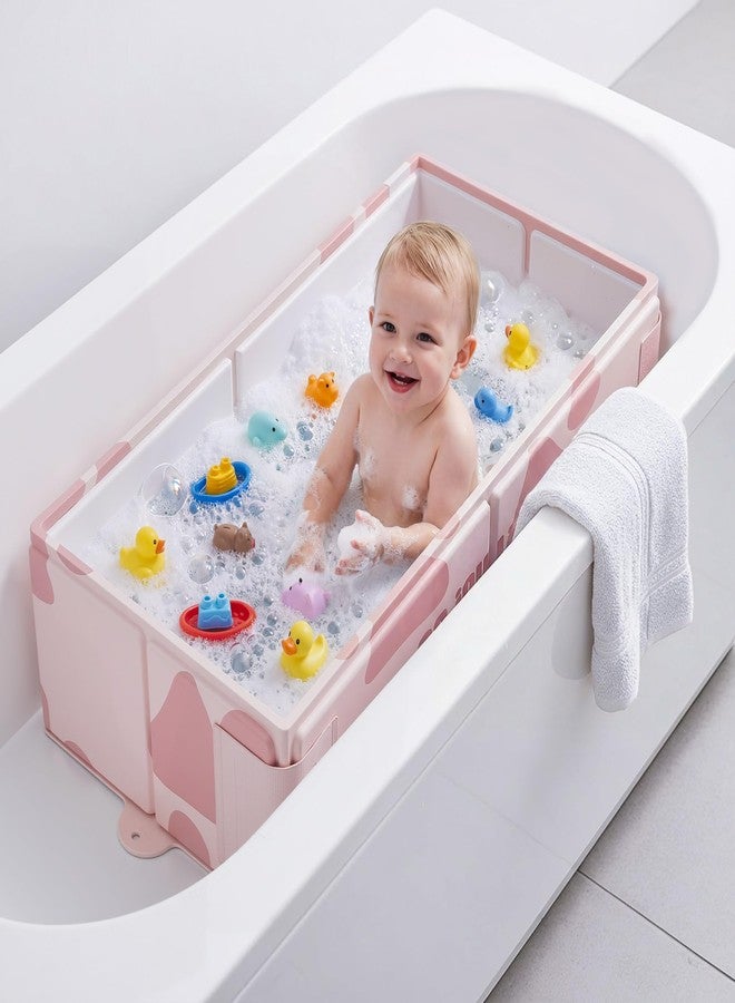 Wanchouse Collapsible Baby Bathtub for Newborn to Toddler, Foldable Toddler Bathtub with Drain Plug, Non-Slip Portable Infant Bath Tub for Travel Storage Outdoor Use, Milky Pink - Image 2
