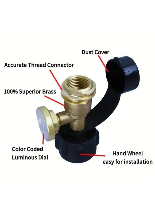 Propane Tank Adapter With Level Indicator Converts POL To QCC1 Type 1 Valve - Image 5