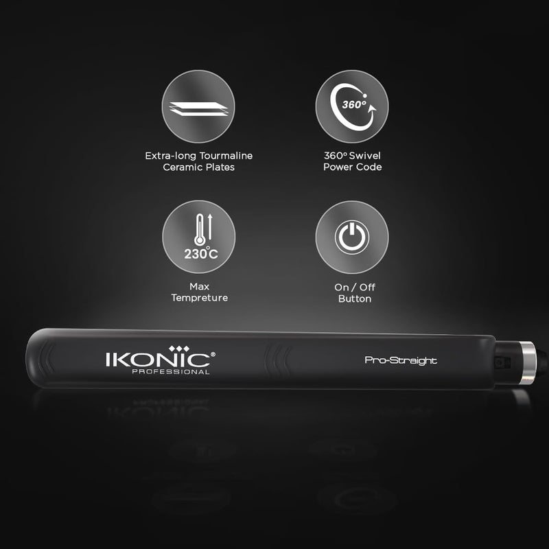 IKONIC مكواة شعر إيكونيك برو المستقيمة، سوداء | ألواح سيراميك عائمة | تقنية نانو تيتانيوم | حماية من السخونة الزائدة - Image 5