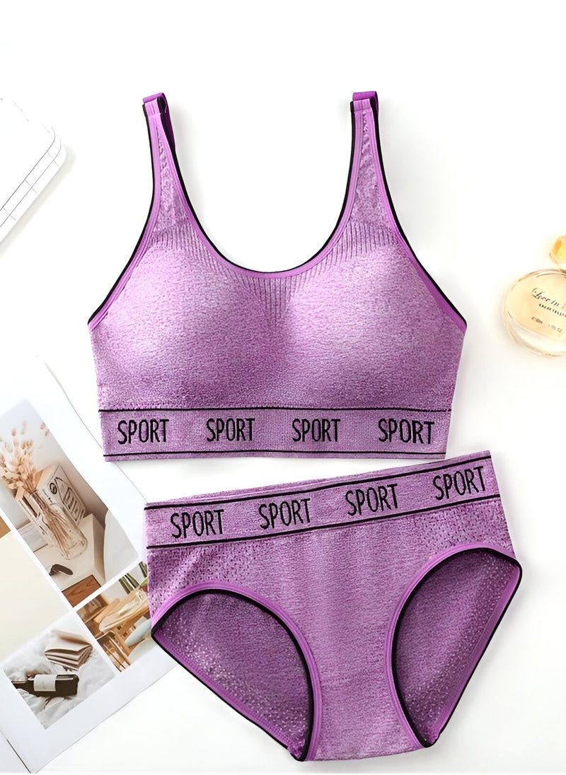 Generic - Women's 3-piece sportswear set in purple - bra, panty, and boxer - Image 1