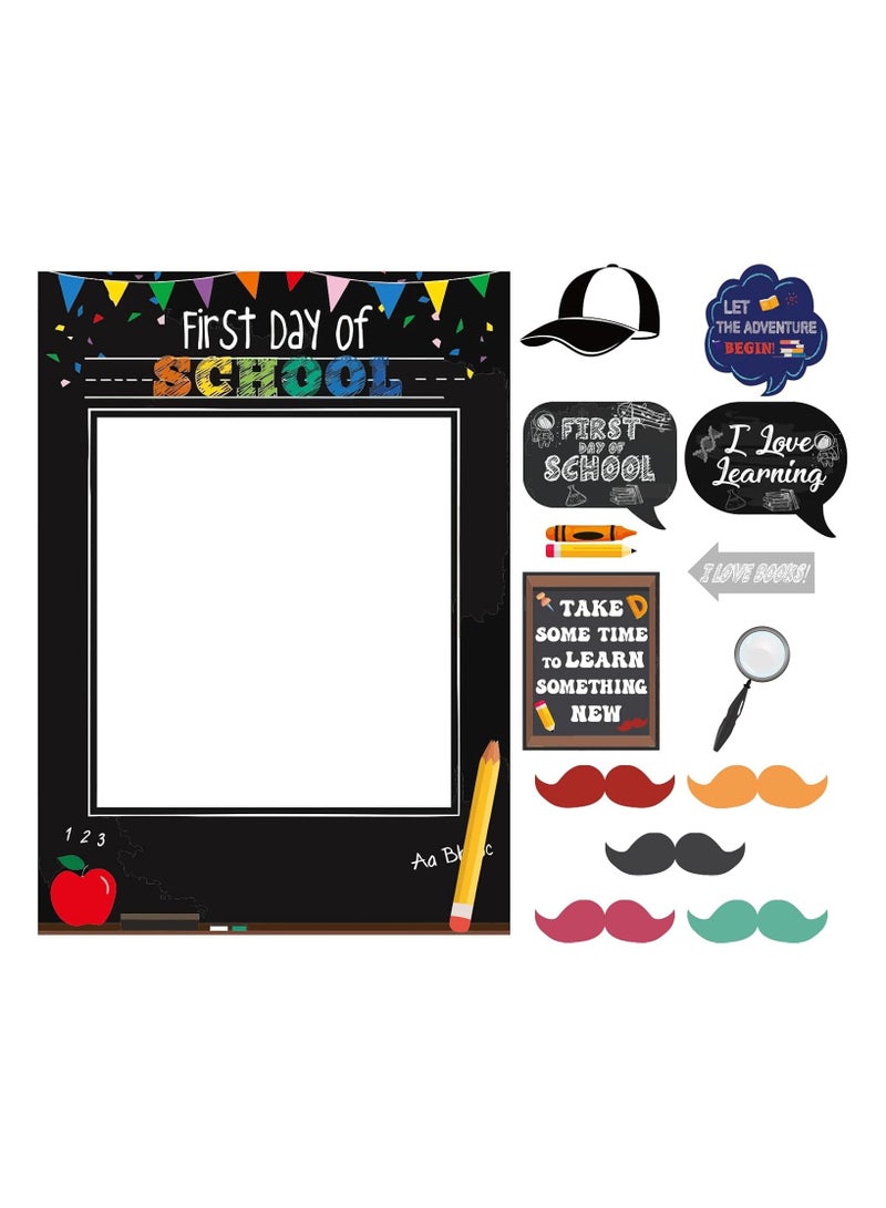 Back to School Party Photo Booth with Frame First Day of School Picture Frame Selfie Photo Props for Classroom Decorations - Image 1