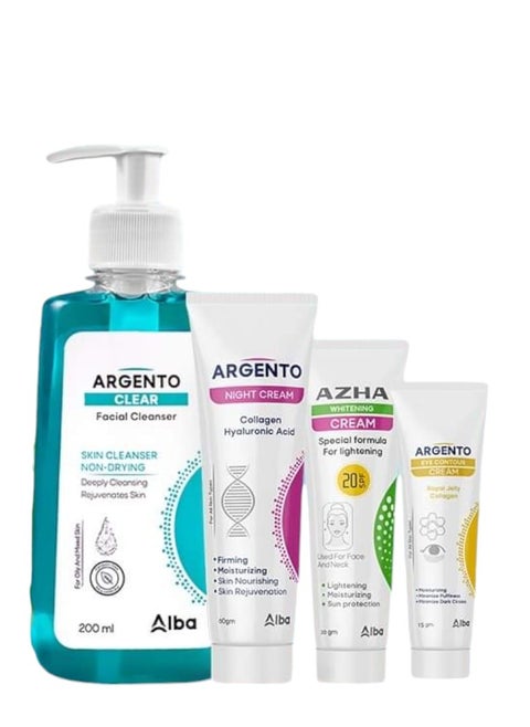 Argento Clear 200 - Azha Lightening Cream 30g - Argento Night Cream 30g - Argento Eye Contour 15g.