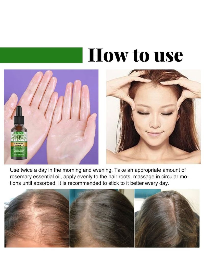 EELHOE Rosemary Essential Oil for Hair Growth 2 Pack - 100% Pure Natural Therapeutic Grade Oil, Stimulates Hair Growth, Nourishes Scalp, Strengthens Hair, Improves Blood Circulation for Hair & Skin Care, 30ml x 2 - Image 5