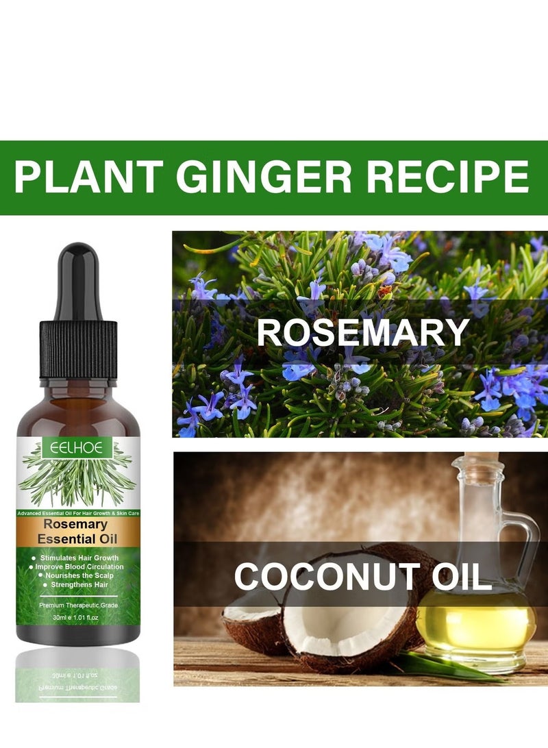 EELHOE Rosemary Essential Oil for Hair Growth 2 Pack - 100% Pure Natural Therapeutic Grade Oil, Stimulates Hair Growth, Nourishes Scalp, Strengthens Hair, Improves Blood Circulation for Hair & Skin Care, 30ml x 2 - Image 3