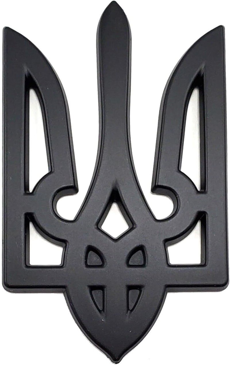 Car Chrome Decals Black Tryzub Ukrainian Trident Emblem 3D Sticker - Image 1
