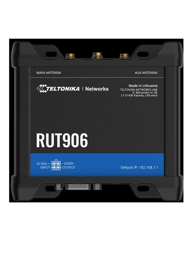 TELTONIKA - TELTONIKA Router4G (LTE) – Cat 4 up to 150 Mbps, 3G – Up to 42 Mbps, 2G – Up to 236.8 kbps [RUT906] - Image 1
