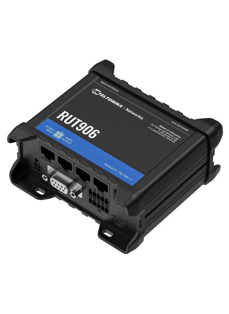 TELTONIKA - TELTONIKA Router4G (LTE) – Cat 4 up to 150 Mbps, 3G – Up to 42 Mbps, 2G – Up to 236.8 kbps [RUT906] - Image 1
