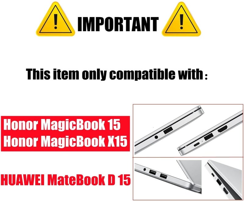 eWINNER Hard Shell Case Protective Snap On Cover for Huawei MateBook D 15 2019 2020 2021/for Honor MagicBook 15/X15 2019-2021 Release 15" Laptop Plastic Hard Shell Laptop Case Cover (Crystal Black) - Image 2