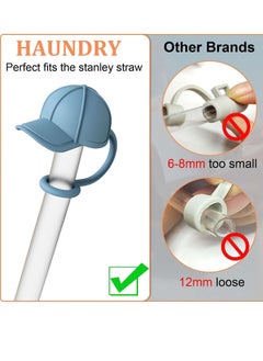 BIGTHREE Straw Cover Caps for Stanley Cup, 4 Pcs 10mm Straw Cover Caps, 4 Pcs of 12 Inches Straws, and 1 Pcs Straw Brush, for 40-20 Oz Stanley Tumbler with Handle, Dust-proof and Leak-proof  - Image 2