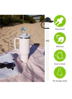 BIGTHREE Straw Cover Caps for Stanley Cup, 4 Pcs 10mm Straw Cover Caps, 4 Pcs of 12 Inches Straws, and 1 Pcs Straw Brush, for 40-20 Oz Stanley Tumbler with Handle, Dust-proof and Leak-proof  - Image 4