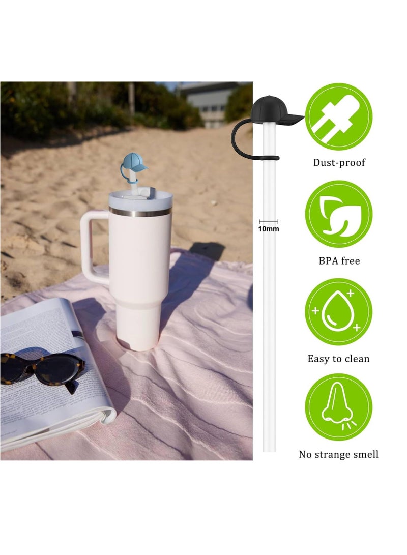 BIGTHREE Straw Cover Caps for Stanley Cup, 4 Pcs 10mm Straw Cover Caps, 4 Pcs of 12 Inches Straws, and 1 Pcs Straw Brush, for 40-20 Oz Stanley Tumbler with Handle, Dust-proof and Leak-proof - Image 4