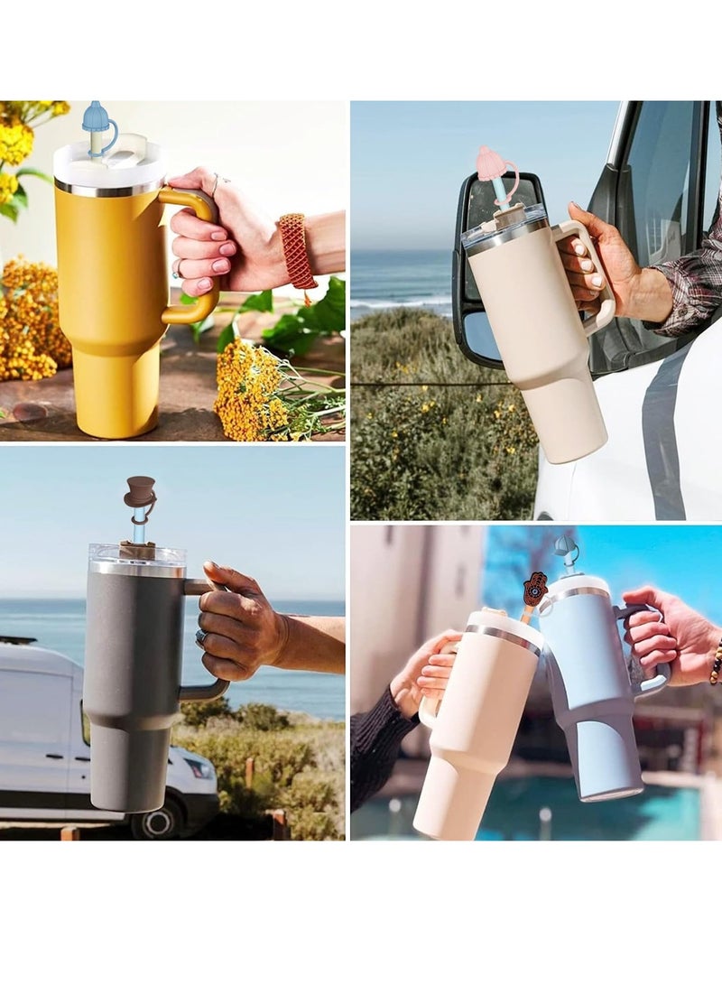 BIGTHREE Straw Cover Caps for Stanley Cup, 4 Pcs 10mm Straw Cover Caps, 4 Pcs of 12 Inches Straws, and 1 Pcs Straw Brush, for 40-20 Oz Stanley Tumbler with Handle, Dust-proof and Leak-proof - Image 5