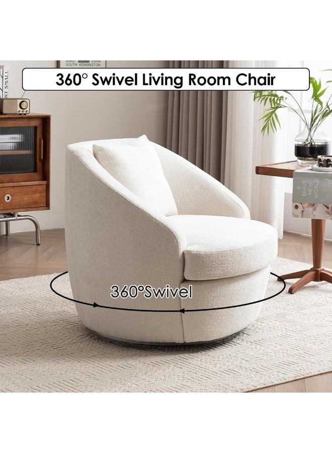 Zayn comforts كرسي لهجة دوار حديث - كرسي برميل مبطن بمقعد واسع مع دوران 360°، مثالي لغرفة المعيشة وسرير القراءة (العاجي) - Image 3