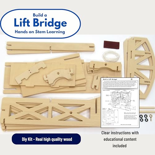 Pathfinders STEM Kit Bridge Building Kit Wooden Mechanical Engineering Toy for Kids Ages 79 Lift Bridge 3D Puzzle Educational Science STEM Project - Image 5