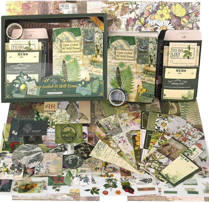 Mluffy Wild Dome Vintage Aesthetic journaling kit, Scrapbook Journal Set, DIY Paper Stickers Craft Kits for Journal kit, Aesthetic Sticker, Scrap Book and Notebook Collage (Wild Dome) - Image 1