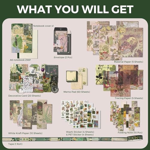 Mluffy Wild Dome Vintage Aesthetic journaling kit, Scrapbook Journal Set, DIY Paper Stickers Craft Kits for Journal kit, Aesthetic Sticker, Scrap Book and Notebook Collage (Wild Dome) - Image 5
