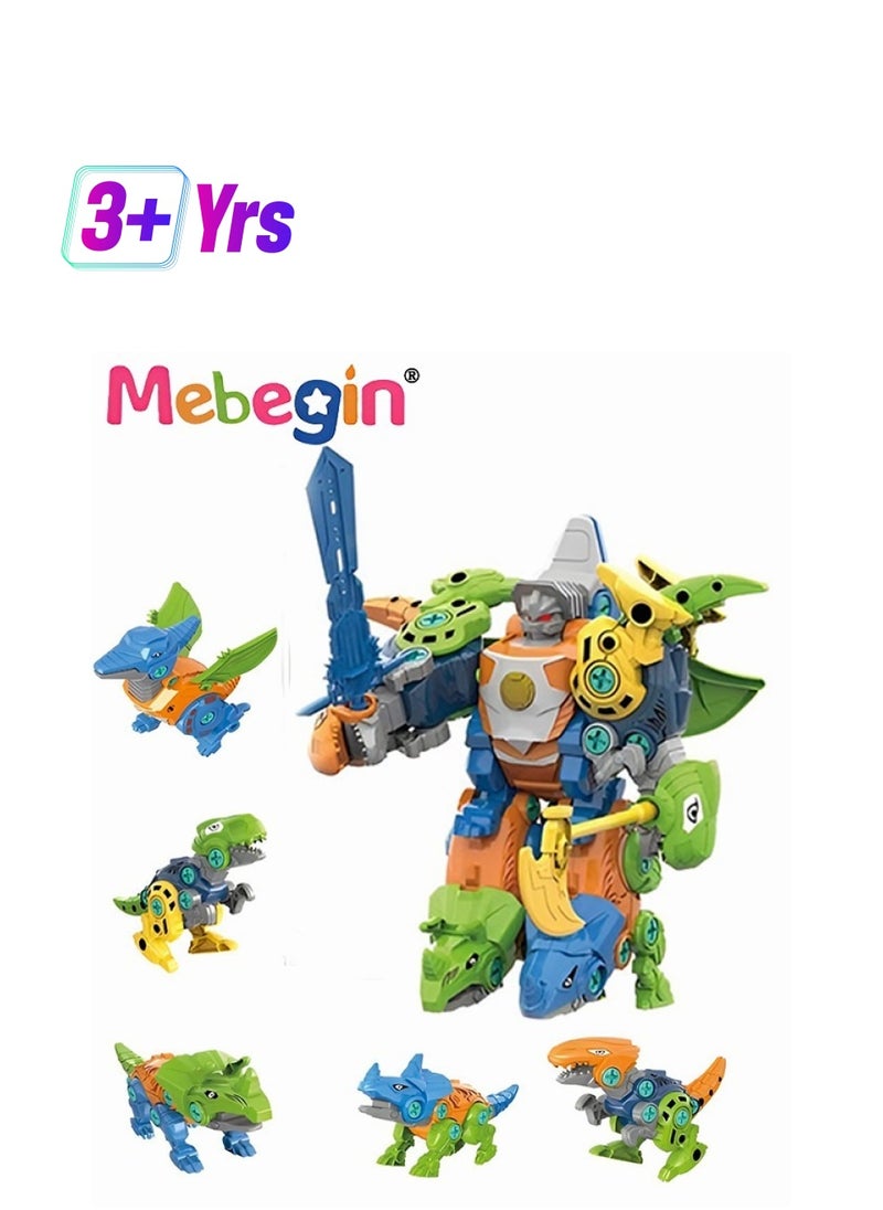 MEBEGIN - 5 in1 Dinosaur Building Blocks Sets, Colorful Dinosaur Assembly Toys with Movable Head, Tail and limbs, Creative Fun Take Apart Dinosaur Toys Kit, STEM Educational Learning Building Toys, Easy to Disassemble and Assemble, Ideal Gift for Kids - Image 1