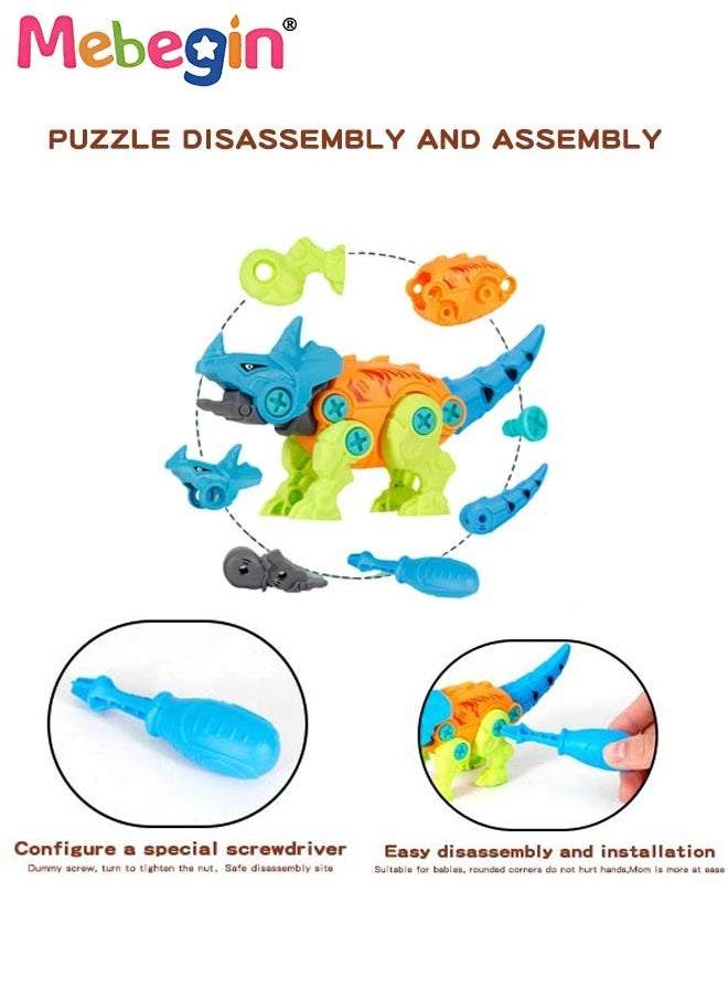 MEBEGIN - 5 in1 Dinosaur Building Blocks Sets, Colorful Dinosaur Assembly Toys with Movable Head, Tail and limbs, Creative Fun Take Apart Dinosaur Toys Kit, STEM Educational Learning Building Toys, Easy to Disassemble and Assemble, Ideal Gift for Kids - Image 1