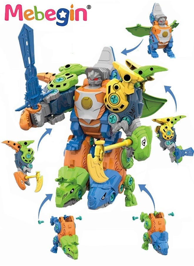 MEBEGIN - 5 in1 Dinosaur Building Blocks Sets, Colorful Dinosaur Assembly Toys with Movable Head, Tail and limbs, Creative Fun Take Apart Dinosaur Toys Kit, STEM Educational Learning Building Toys, Easy to Disassemble and Assemble, Ideal Gift for Kids - Image 1