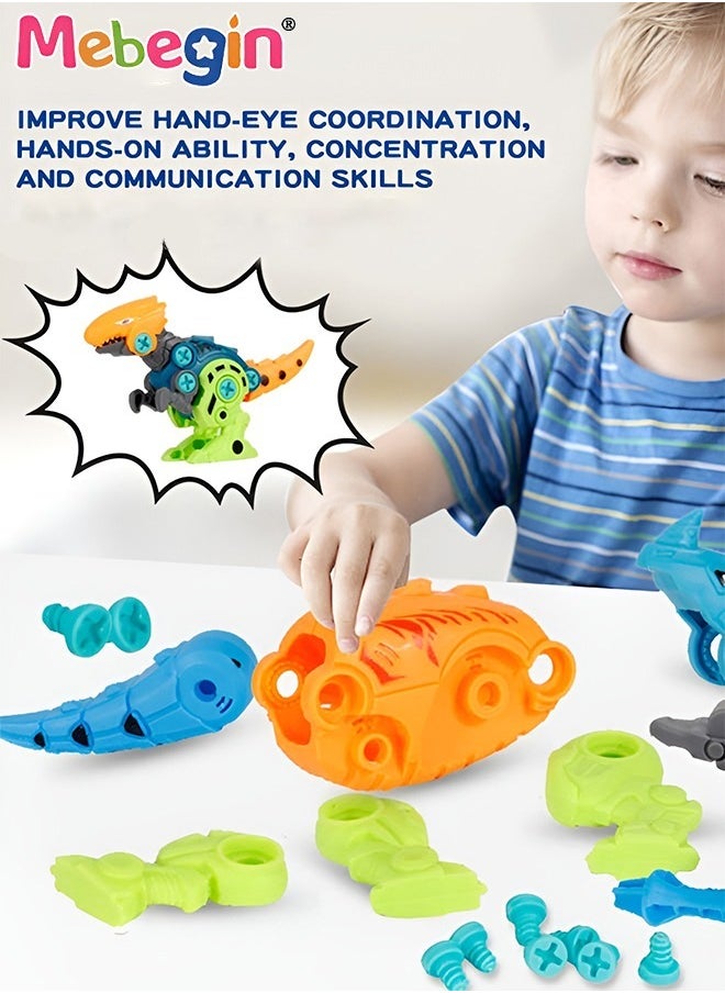 MEBEGIN - 5 in1 Dinosaur Building Blocks Sets, Colorful Dinosaur Assembly Toys with Movable Head, Tail and limbs, Creative Fun Take Apart Dinosaur Toys Kit, STEM Educational Learning Building Toys, Easy to Disassemble and Assemble, Ideal Gift for Kids - Image 1