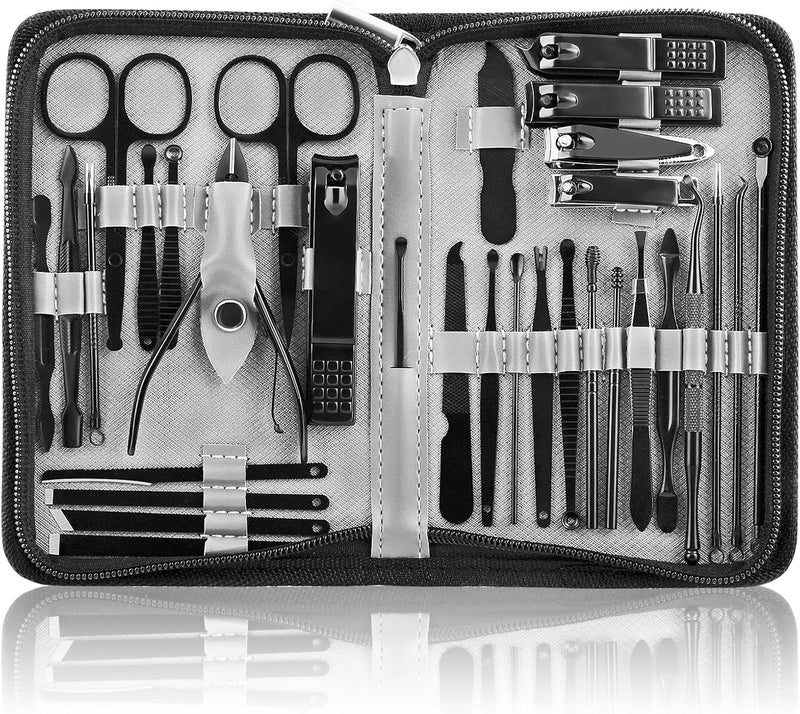 KASTWAVE Professional Stainless Steel Nail Clipper Travel & Grooming Kit, 32pcs Pedicure Care Tools, Nail Tools Manicure & Pedicure Set, Stainless Steel Grooming Tools, for Travel - Image 1