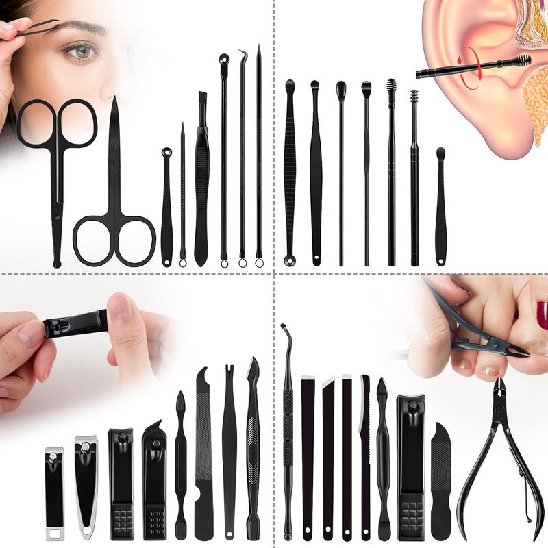 KASTWAVE Professional Stainless Steel Nail Clipper Travel & Grooming Kit, 32pcs Pedicure Care Tools, Nail Tools Manicure & Pedicure Set, Stainless Steel Grooming Tools, for Travel - Image 4