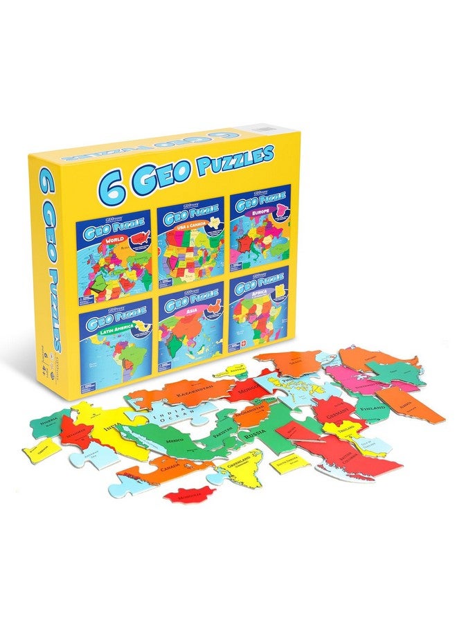 GeoToys GeoPuzzle, Country-Shaped Jigsaw Puzzles Set of 6 in One Box, Geography Puzzle, Map Puzzle, Jigsaw Puzzles for Kids Ages 6-9 Years Old - Image 1