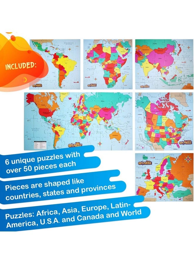 GeoToys GeoPuzzle, Country-Shaped Jigsaw Puzzles Set of 6 in One Box, Geography Puzzle, Map Puzzle, Jigsaw Puzzles for Kids Ages 6-9 Years Old - Image 3