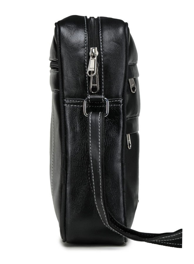 K London حقيبة ك لندن الجلدية الحقيقية عبر الجسم | حقيبة سلاينغ | حقيبة سلاينغ للرجال | حقيبة سلاينغ للنساء | حقيبة صغيرة للرجال والنساء | حقيبة كتف صغيرة (أسود) (165_أسود) - Image 5