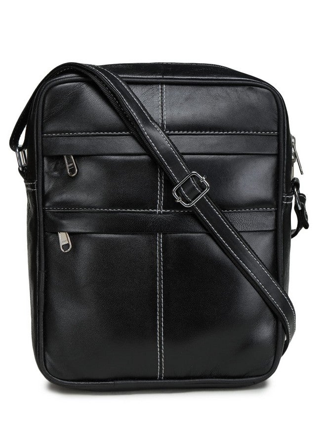 K London حقيبة ك لندن الجلدية الحقيقية عبر الجسم | حقيبة سلاينغ | حقيبة سلاينغ للرجال | حقيبة سلاينغ للنساء | حقيبة صغيرة للرجال والنساء | حقيبة كتف صغيرة (أسود) (165_أسود) - Image 1