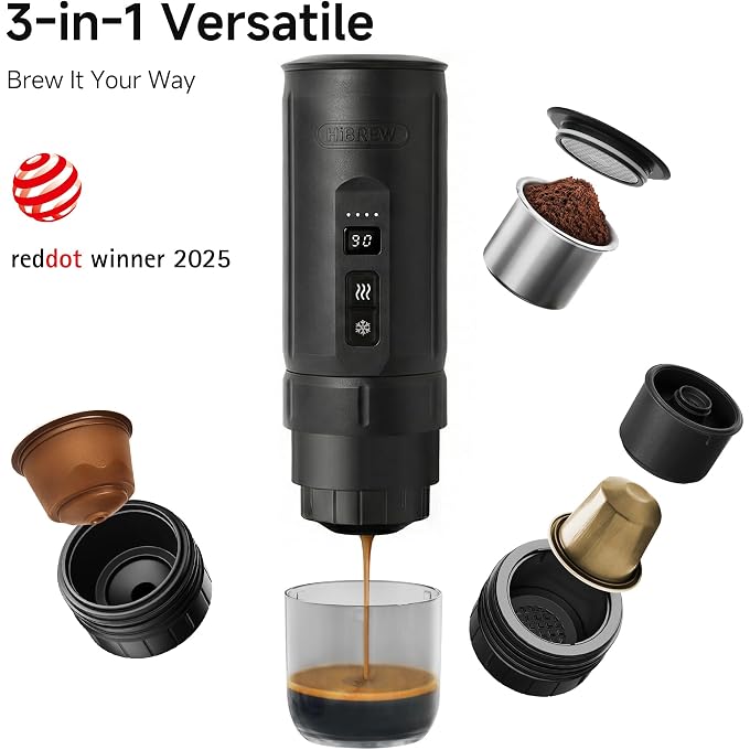 HiBREW H4C Explorer Portable Electric Espresso Maker, NS Pods & Grounds | Adjustable Brewing Setting, USB-C Rechargeable, Foldable Holder & Carrying CaseCarrying Casefor Camping & Travel - Image 3