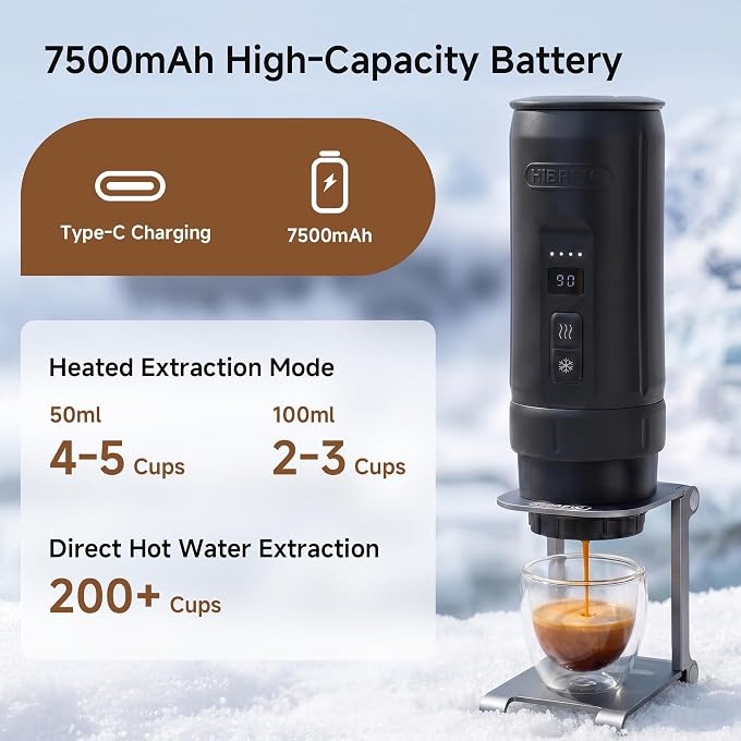 HiBREW H4C Explorer Portable Electric Espresso Maker, NS Pods & Grounds | Adjustable Brewing Setting, USB-C Rechargeable, Foldable Holder & Carrying CaseCarrying Casefor Camping & Travel - Image 2