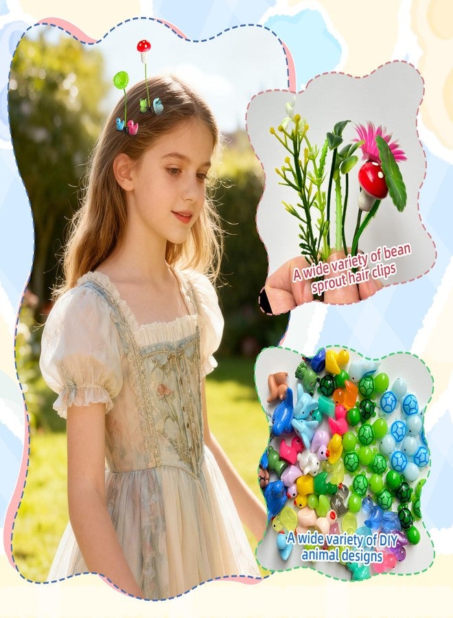 Xyntara 50 Sets DIY Rave Trinkets Bean Sprout Hair Clips, Mixed Style Plant Hairpins for Women Kids Girls(Glow Duck) - Image 5