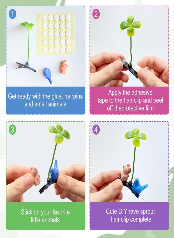 Xyntara 50 Sets DIY Rave Trinkets Bean Sprout Hair Clips, Mixed Style Plant Hairpins for Women Kids Girls(Glow Duck) - Image 3
