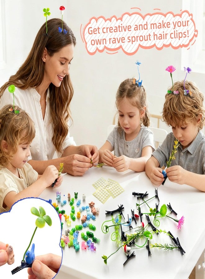 Xyntara 50 Sets DIY Rave Trinkets Bean Sprout Hair Clips, Mixed Style Plant Hairpins for Women Kids Girls(Glow Duck) - Image 2
