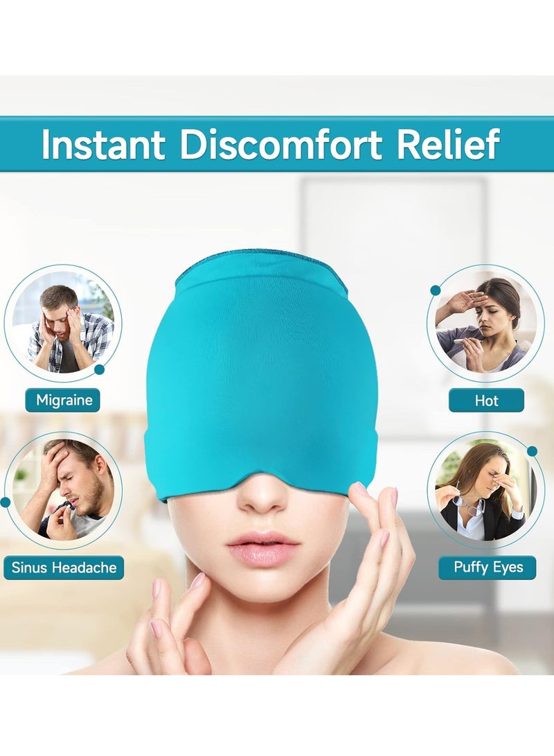 Gerenic Migraine Relief Hat One Size Fits All Headache Cap with Reusable Ice Gel Pack for Puffy Eyes, Stress Relief and more - Image 4
