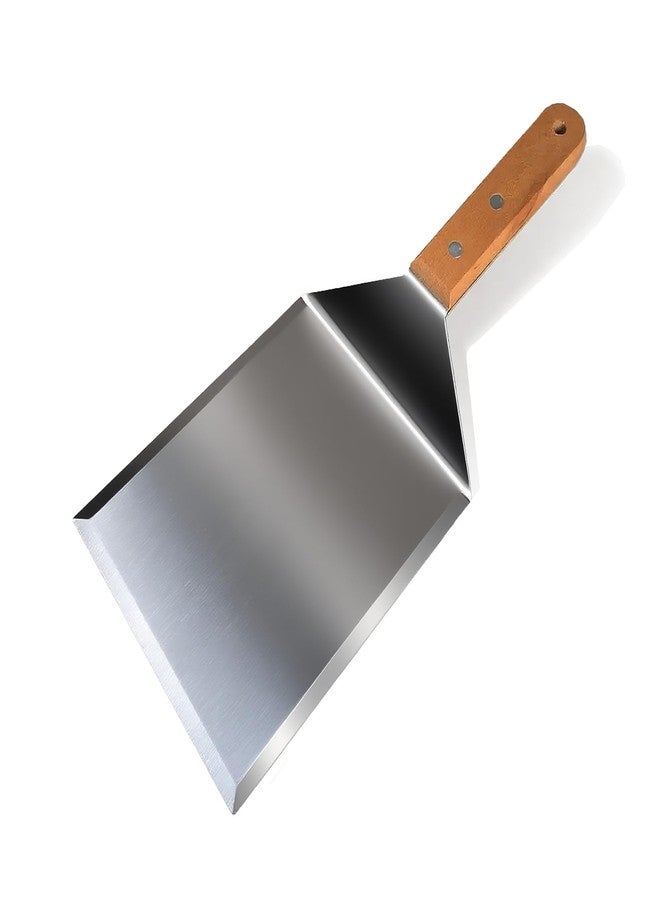 vriysei Smash Burger Spatula, Premium Large Meta Spatula - 6x5 inch Extra Wide Spatulas for Griddles & Grills, Steel Heavy Duty, Wooden Handle （1pcs） - Image 1
