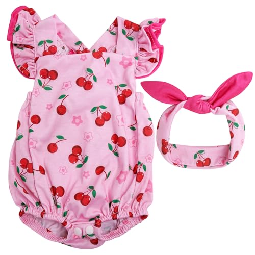 BABESIDE Reborn Baby Doll Clothes Cherry Pattern for 17- 22 Inch Baby Doll Clothes Outfits with Headband Newborn Girl - Image 1
