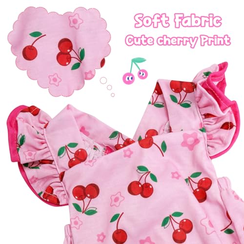 BABESIDE Reborn Baby Doll Clothes Cherry Pattern for 17- 22 Inch Baby Doll Clothes Outfits with Headband Newborn Girl - Image 4