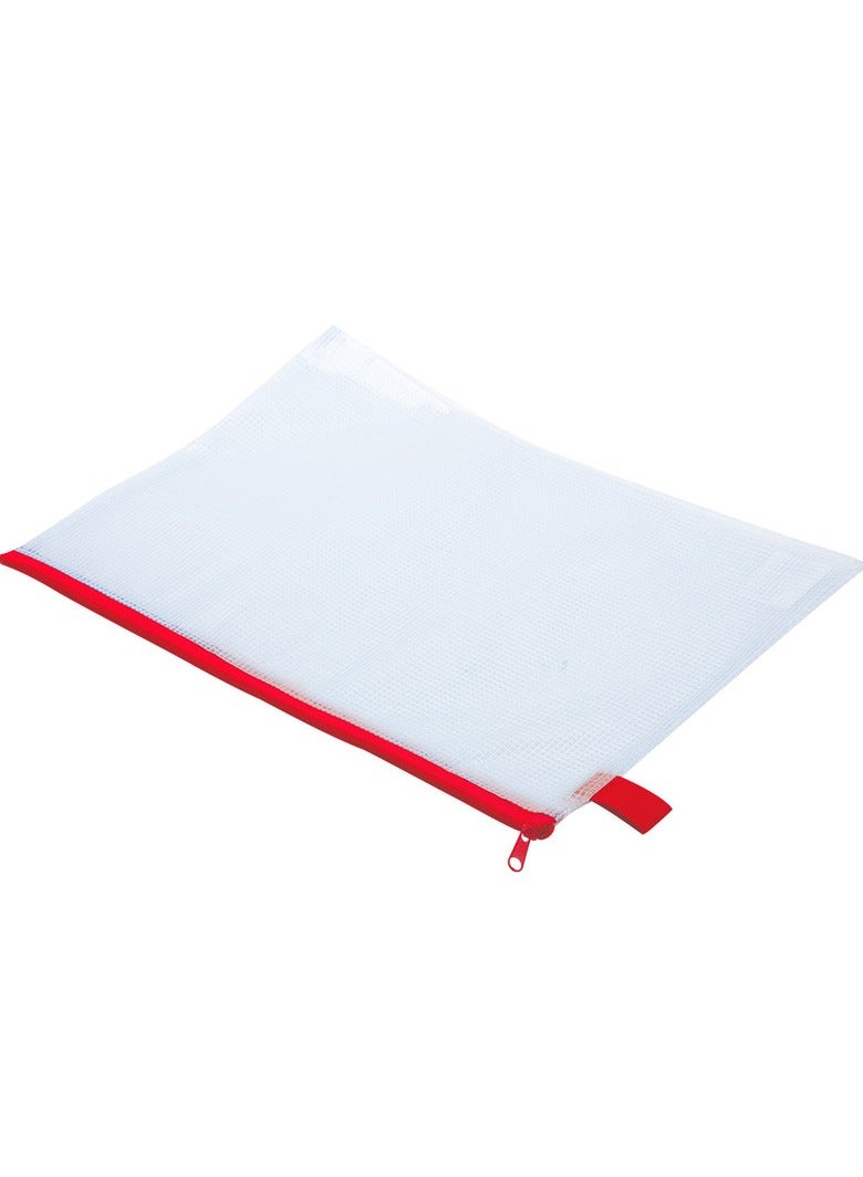 Deli E5596 A4 Mesh PVC Zip Bags with Metal Zipper – Red/Yellow/Blue/Green for School, Travel & Office Storage – 10PCS/Bag - Image 3